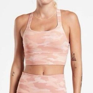 Athleta Womens Longline Warrior Sports Bra Pink Camo Lux Racerback